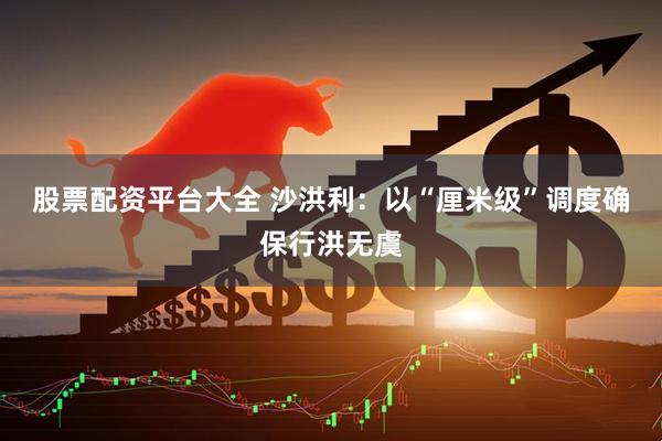 股票配资平台大全 沙洪利：以“厘米级”调度确保行洪无虞