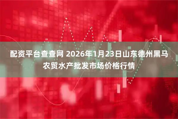 配资平台查查网 2026年1月23日山东德州黑马农贸水产批发市场价格行情